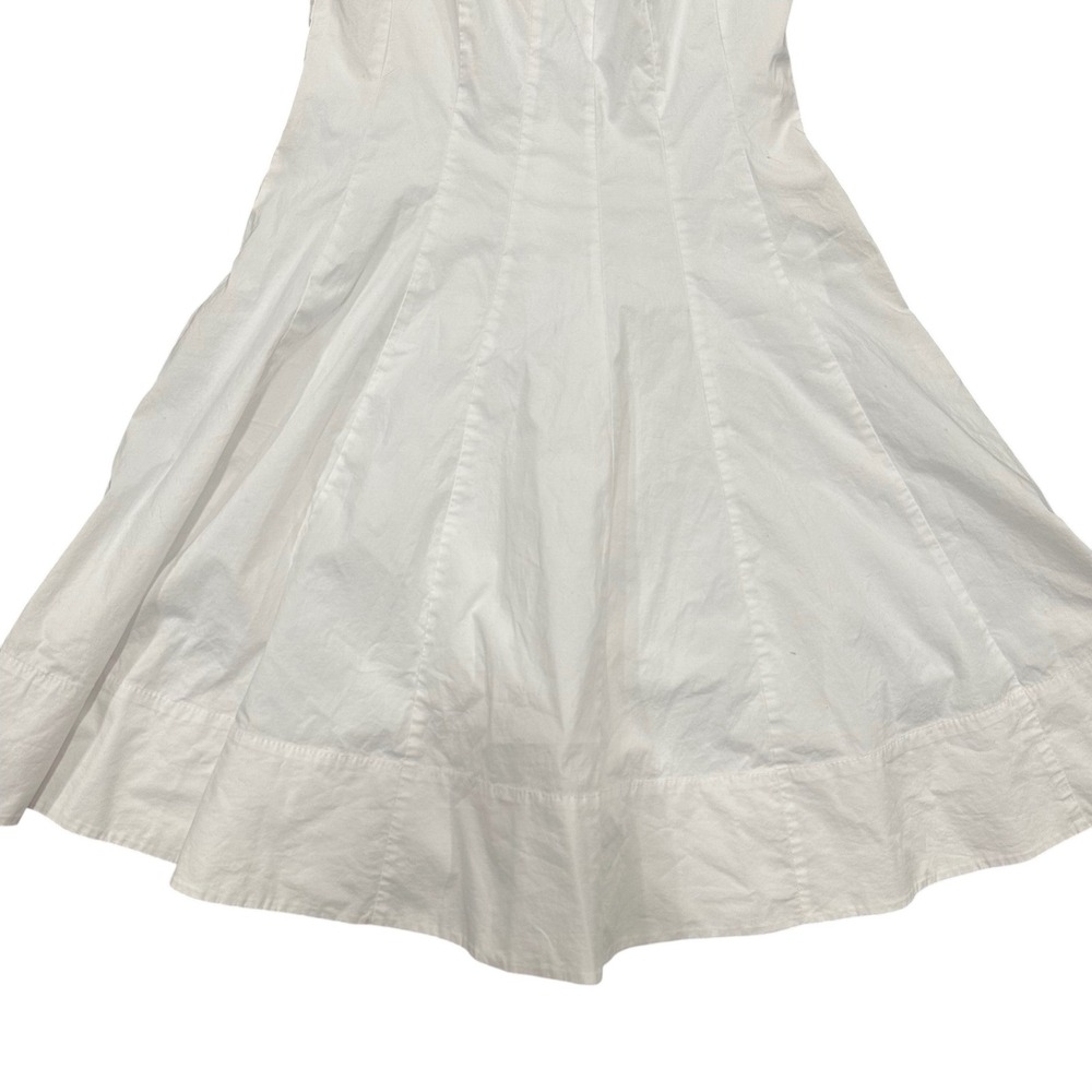 Staud White Cotton Blend Paneled A-Line Mini Dress Size 6 Sleeveless Square Neck - Picture 3 of 8